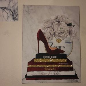 White Marble Fashion Art with Books and Heel